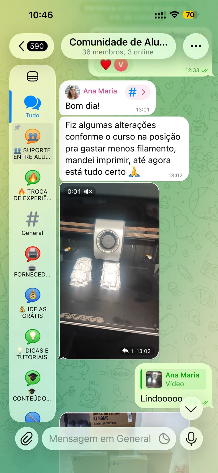 Print 2 da comunidade do Telegram